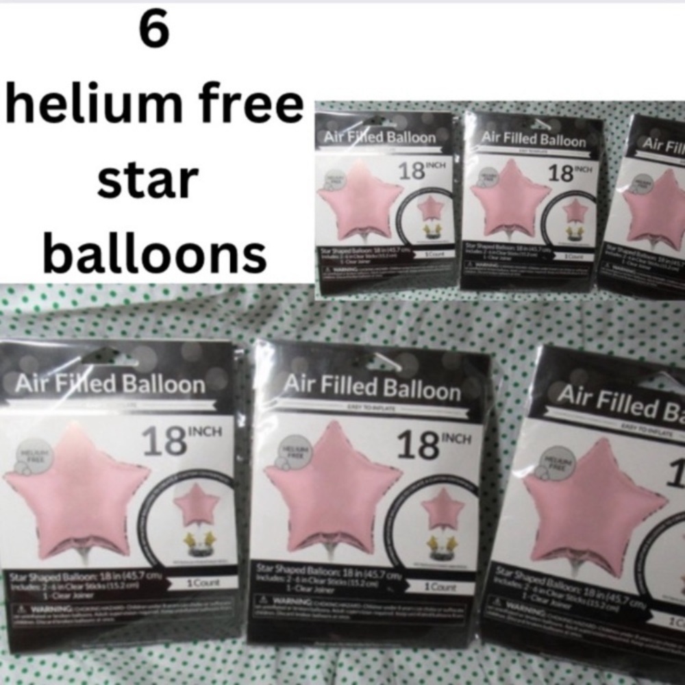 6 balloons helium free pink star balloon 18in each blow them up yourself party - Picture 4 of 9
